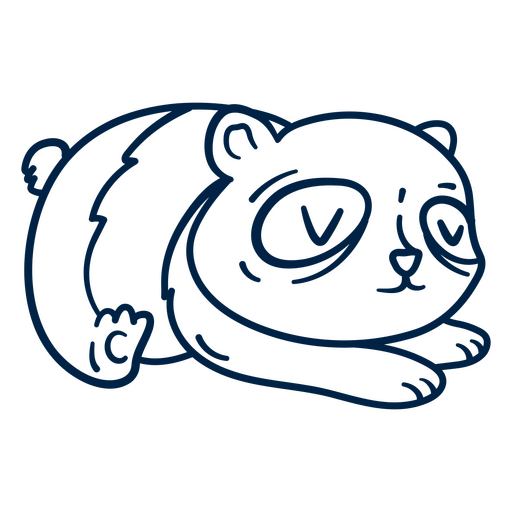 Blue panda bear sleeping PNG Design