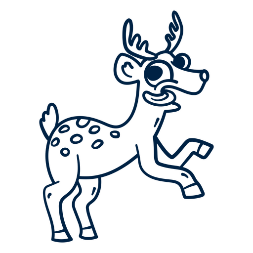 Blue drawing of a deer PNG Design