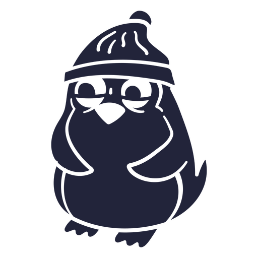 Pingüino negro con sombrero Diseño PNG