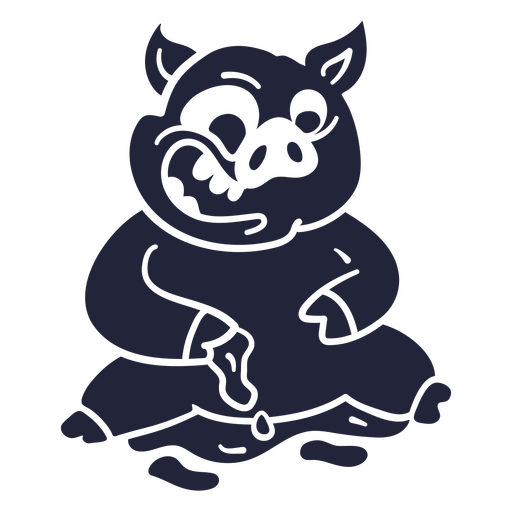 Black pig sitting on the ground PNG Design