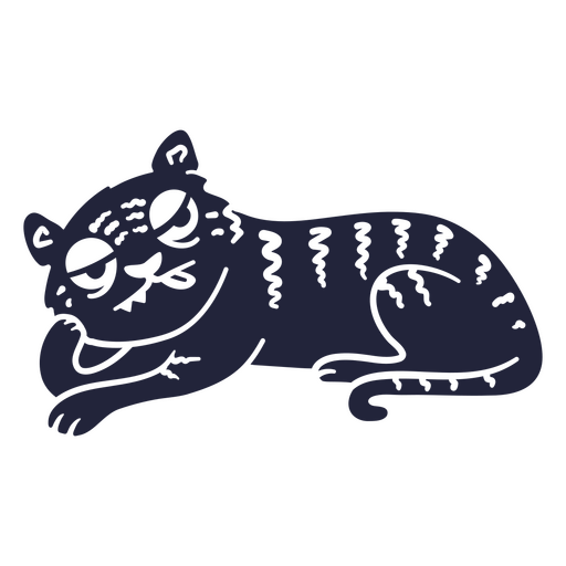 Black tiger laying down PNG Design