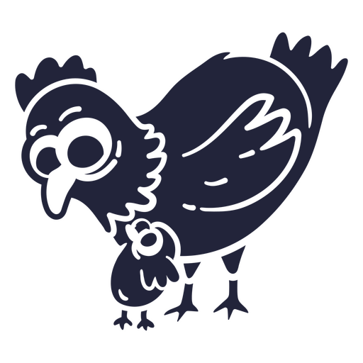 Chicken with a chick PNG Design