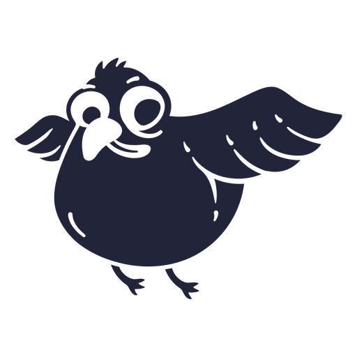 Pájaro negro con alas volando. Diseño PNG