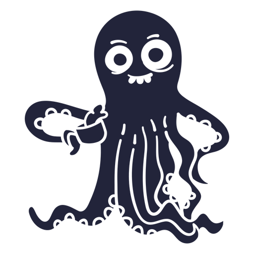 Octopus with a cup of coffee PNG Design