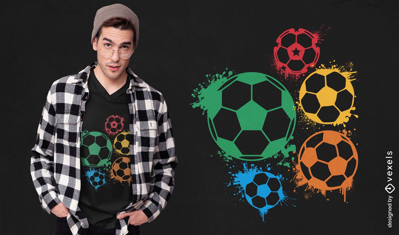 Design de camiseta de silhueta de bolas de futebol