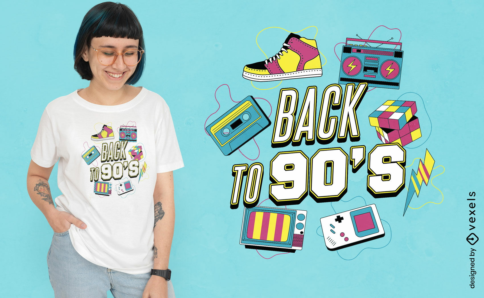 90s Elements Retro T-shirt Design Vector Download