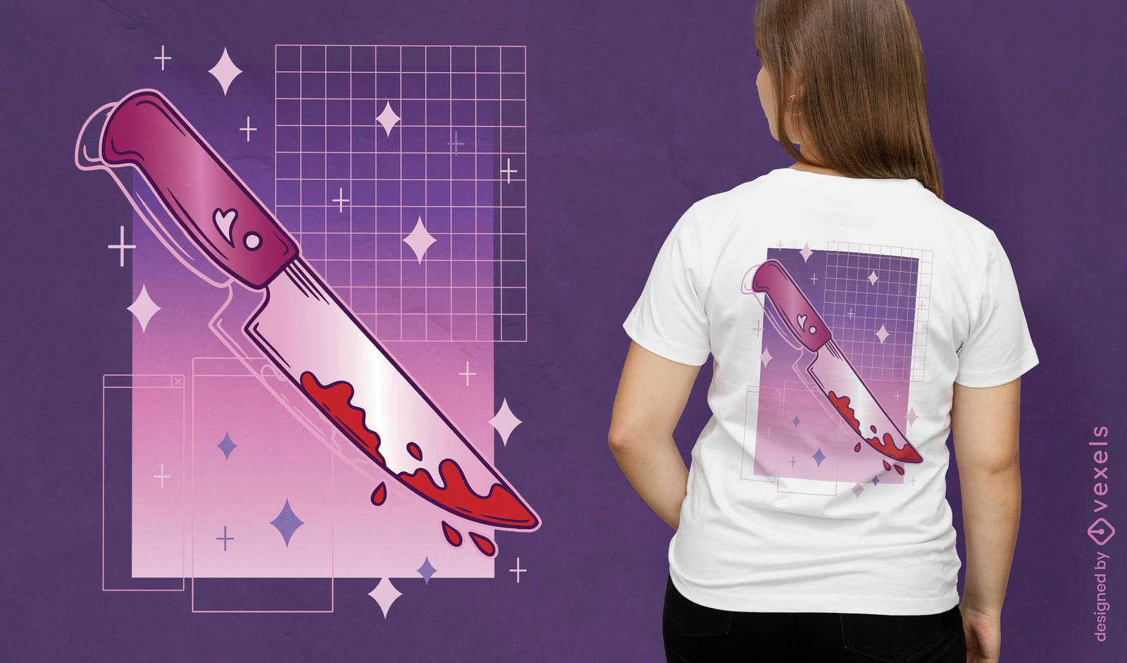 Diseño de camiseta Bloody Knige Vaporwave