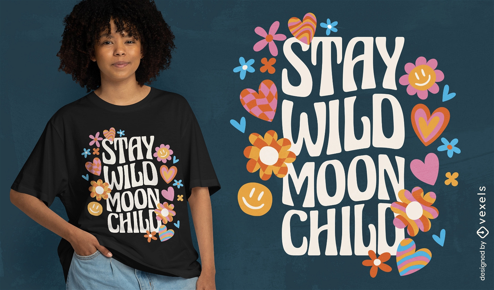 Bleiben Sie wild, Mondkind-Zitat-T-Shirt-Design