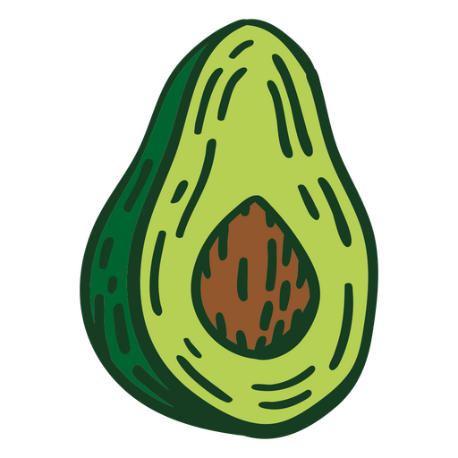 Ilustración lúdica de aguacate con texturas detalladas Diseño PNG