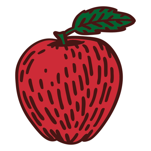 Ilustración divertida de una manzana roja Diseño PNG