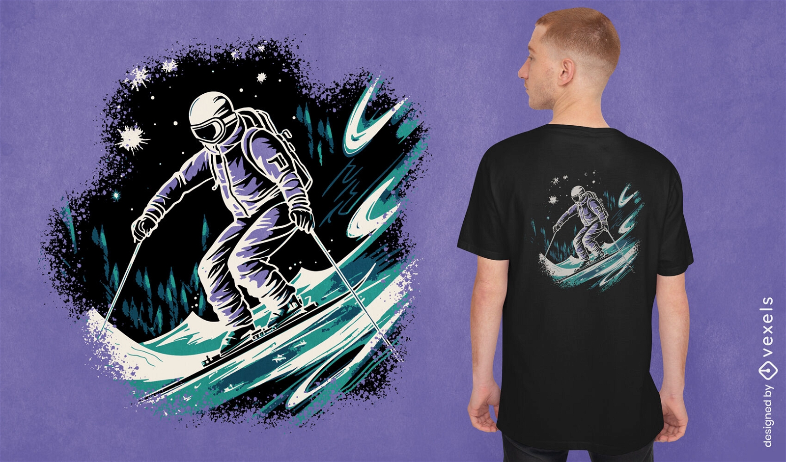 Skifahren-Schneesport-T-Shirt-Design