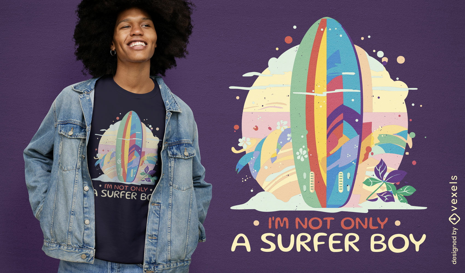 Não apenas um design de camiseta de menino surfista