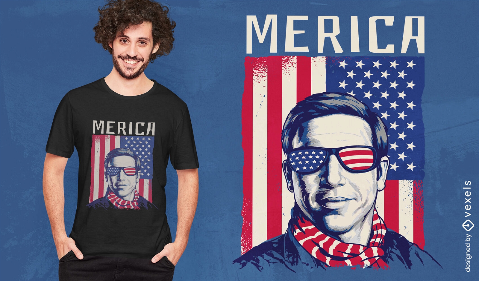 Design de camiseta de bandeira de homem Merica