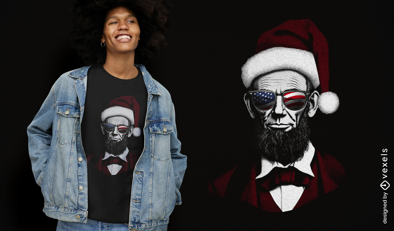 Diseño de camiseta hipster santa lincoln.