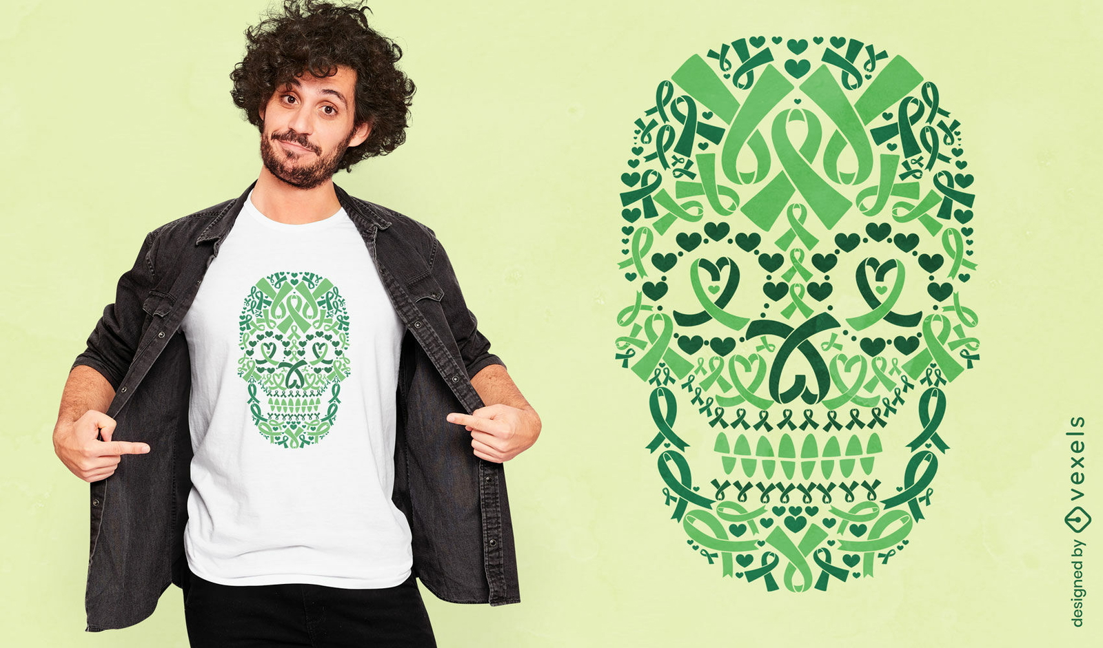 T-Shirt mit Totenkopf-Bewusstsein für psychische Gesundheit