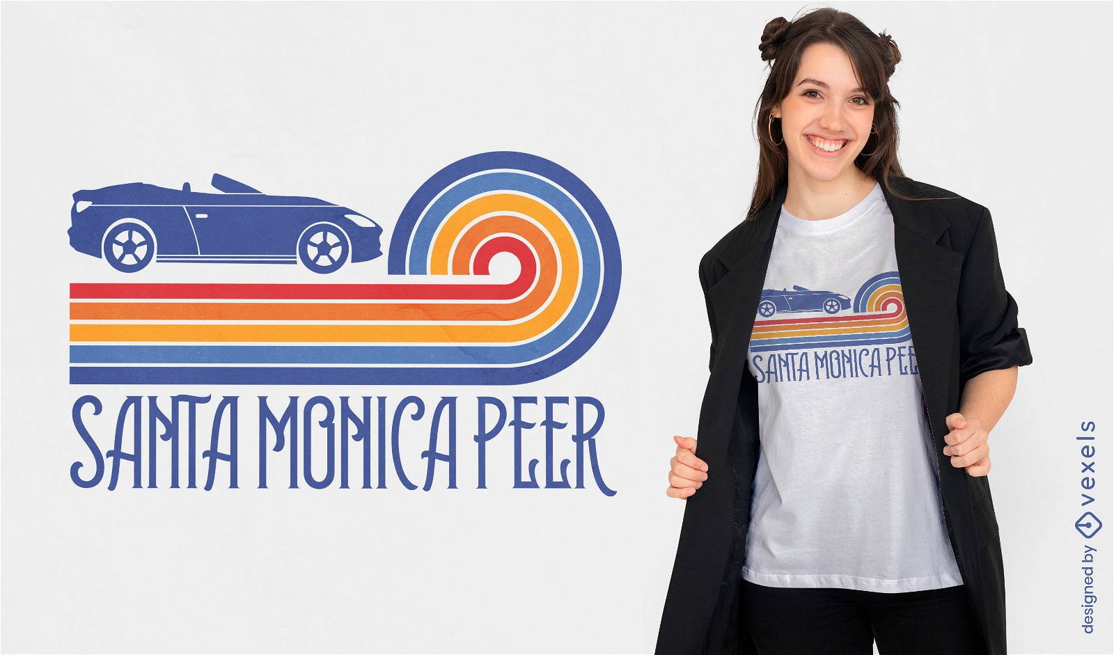 Diseño de camiseta de coche de Santa Mónica.