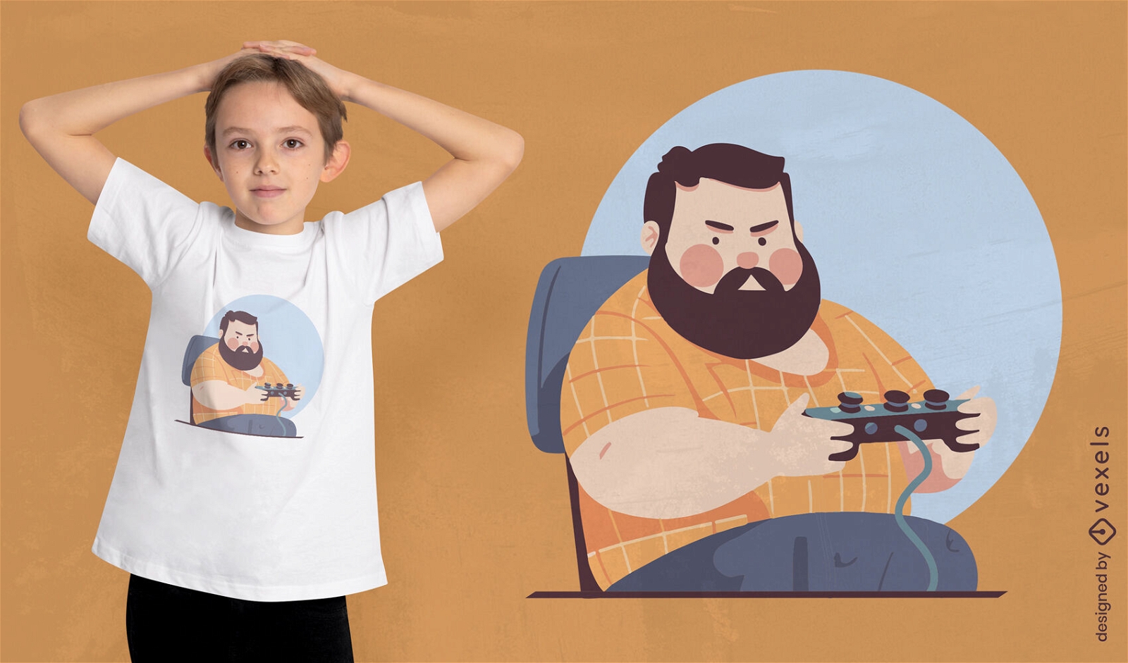 Fat guy gaming t-shirt design