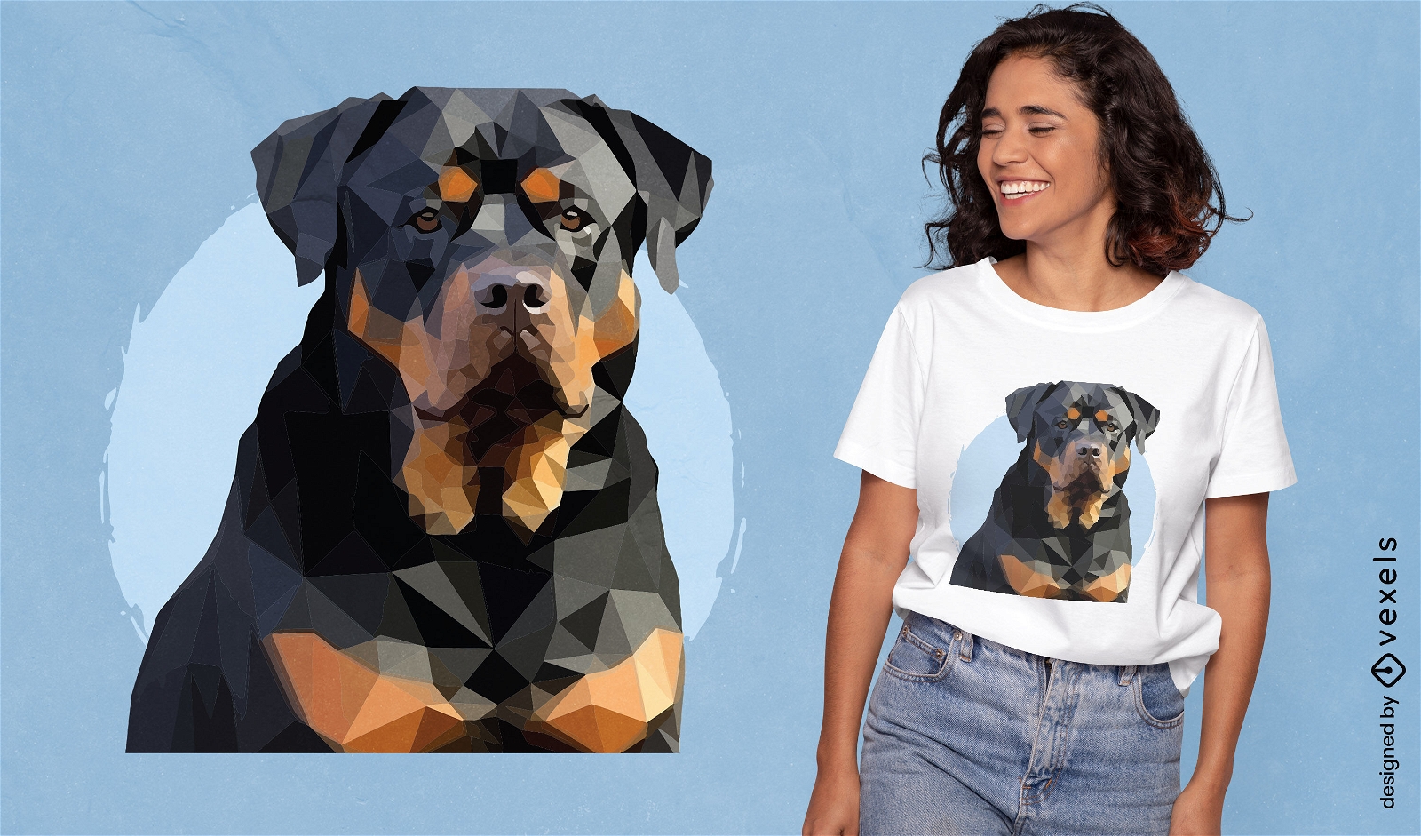 Diseño de camiseta de mosaico de perro Rottweiler