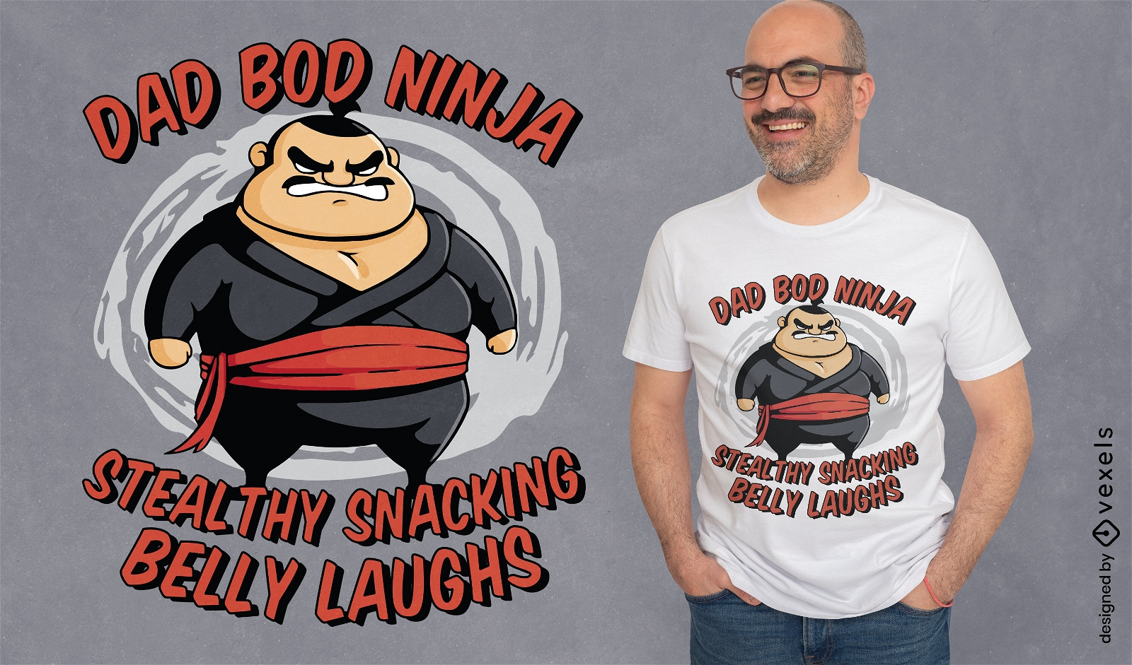 Diseño de camiseta papá cuerpo ninja