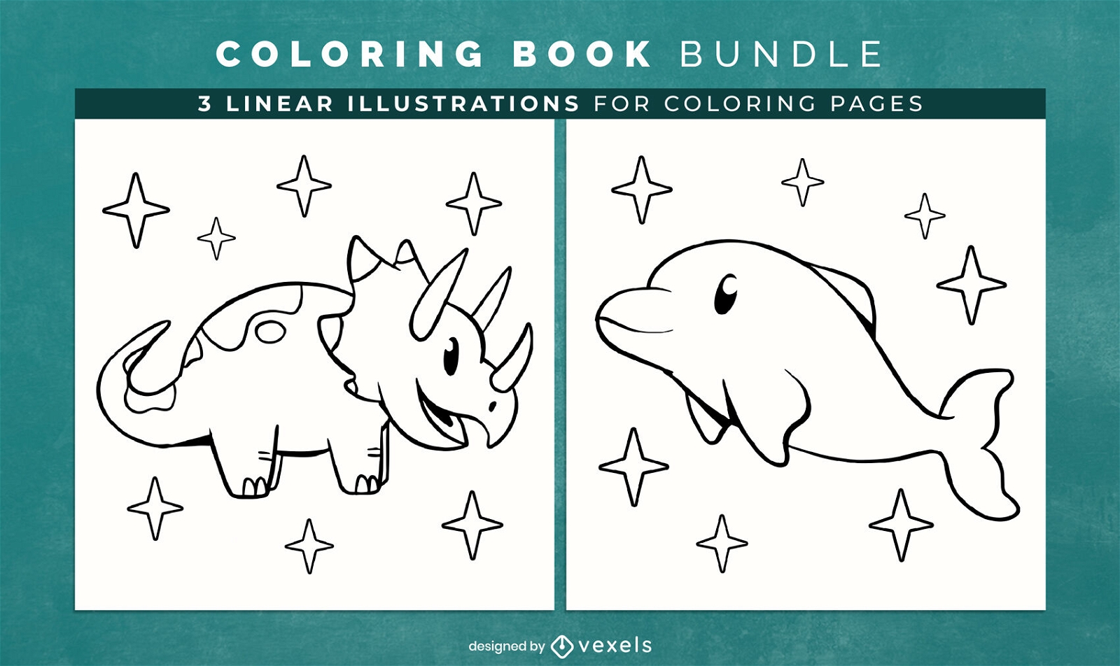 Sparkly animals coloring book design pages 
