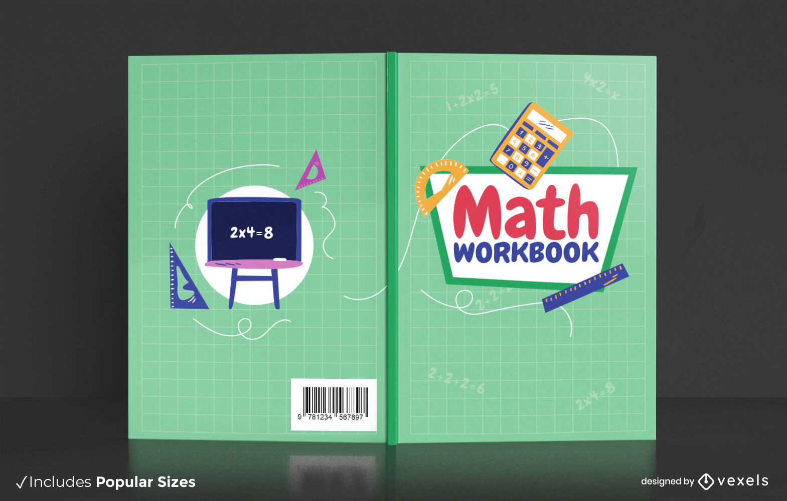 Design de capa de livro de pasta de trabalho de matemática KDP