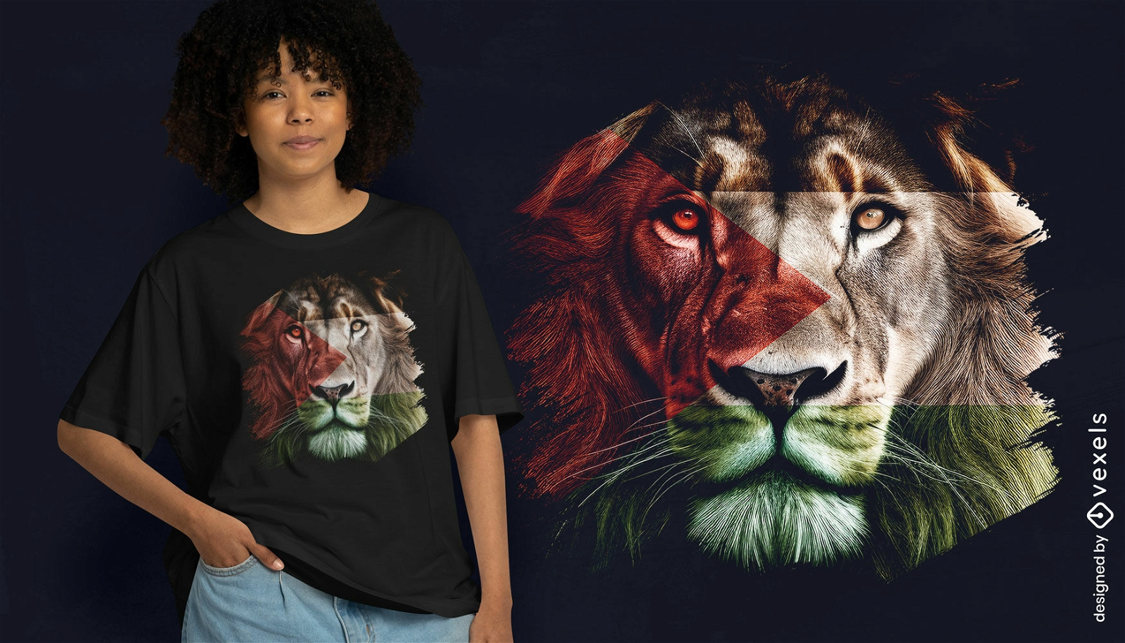 Diseño de camiseta de león majestuoso.