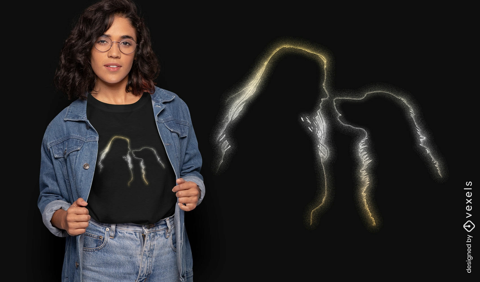 Girl and golden retriever silhouette t-shirt design