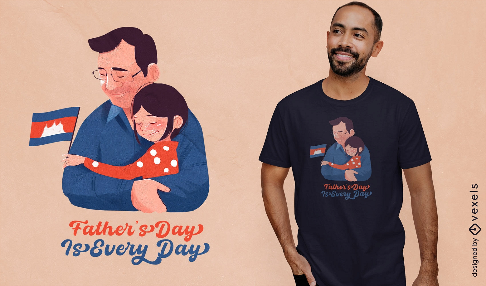 Diseño de camiseta del día del padre camboyano.