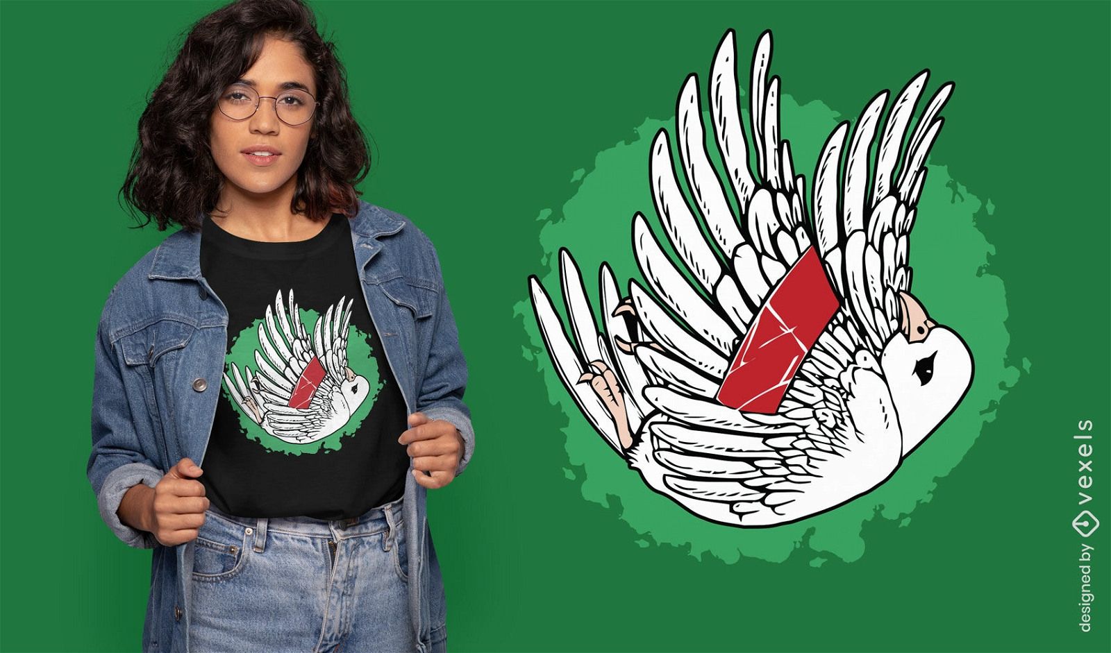 Diseño de camiseta de paloma de la paz herida