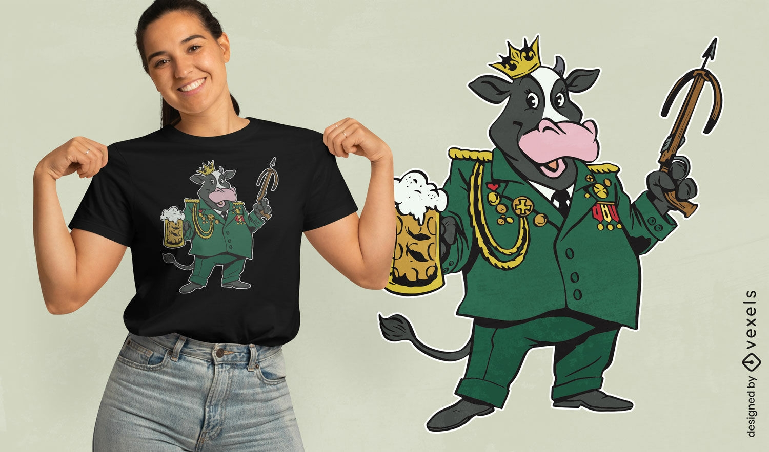 Diseño de camiseta de vaca alemana.