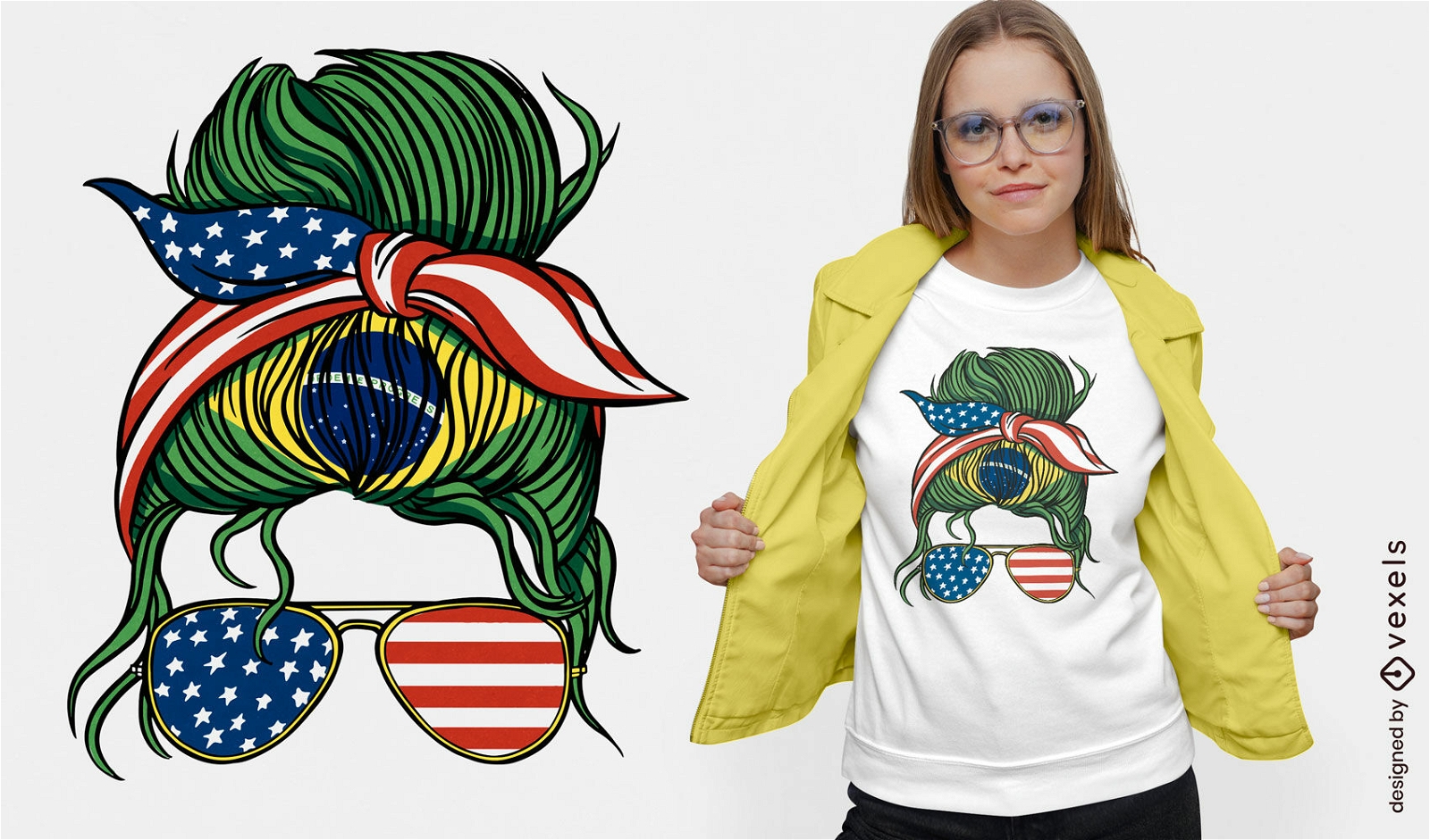 Diseño de camiseta de bandana de Brasil y EE. UU.