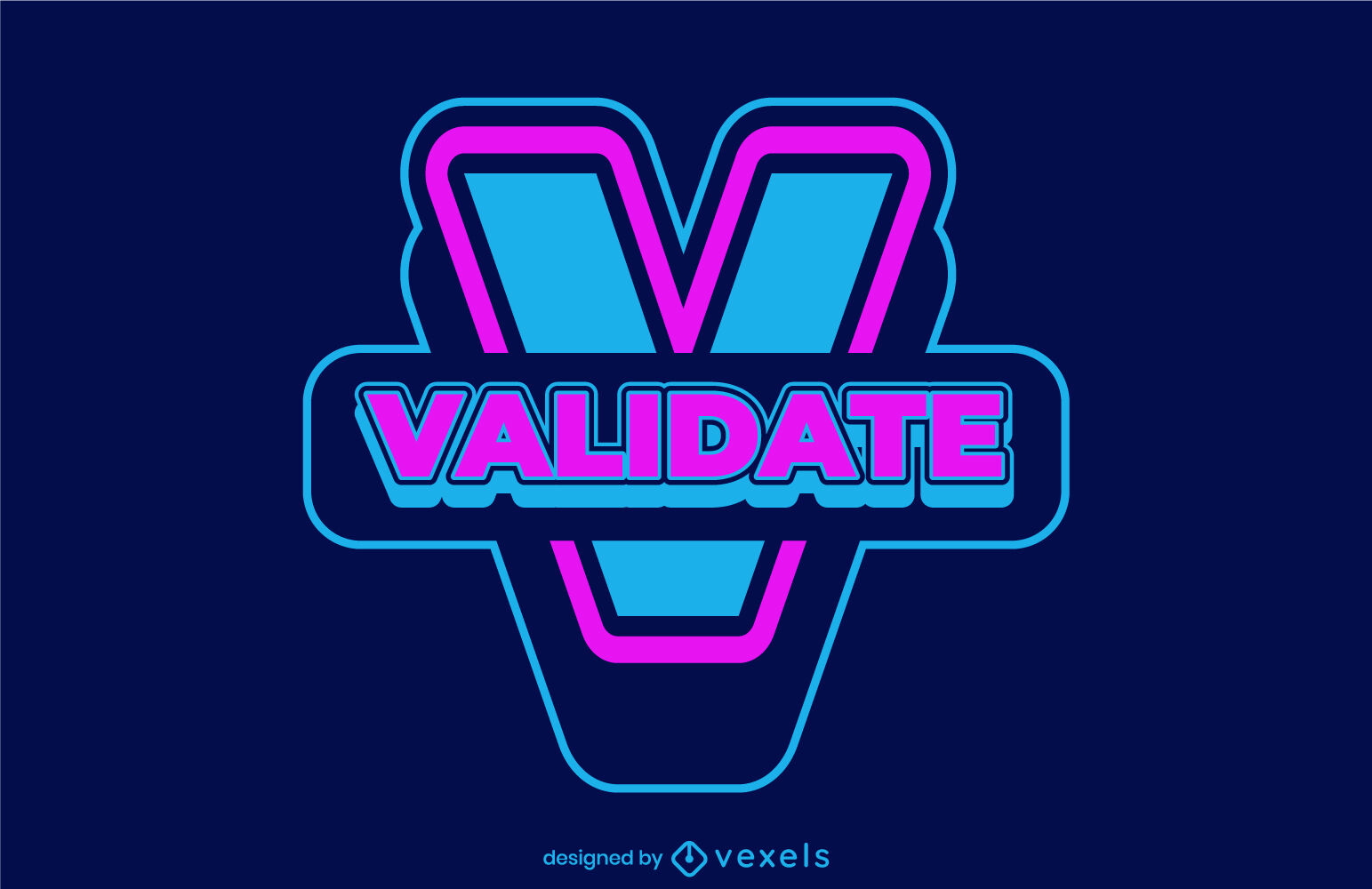 Neon letter v logo design