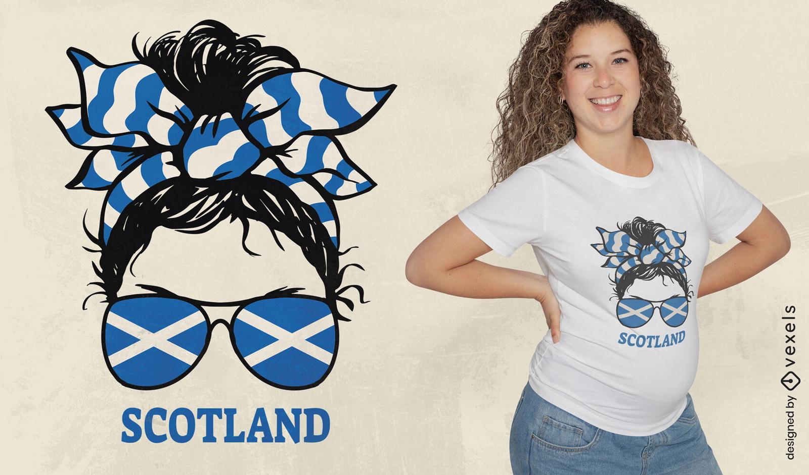 Diseño de camiseta de mujer con gafas de Escocia.