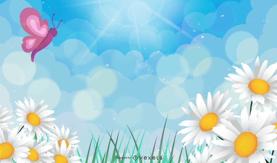 Vector fondo floral con mariposa Vector fondo floral con mariposa