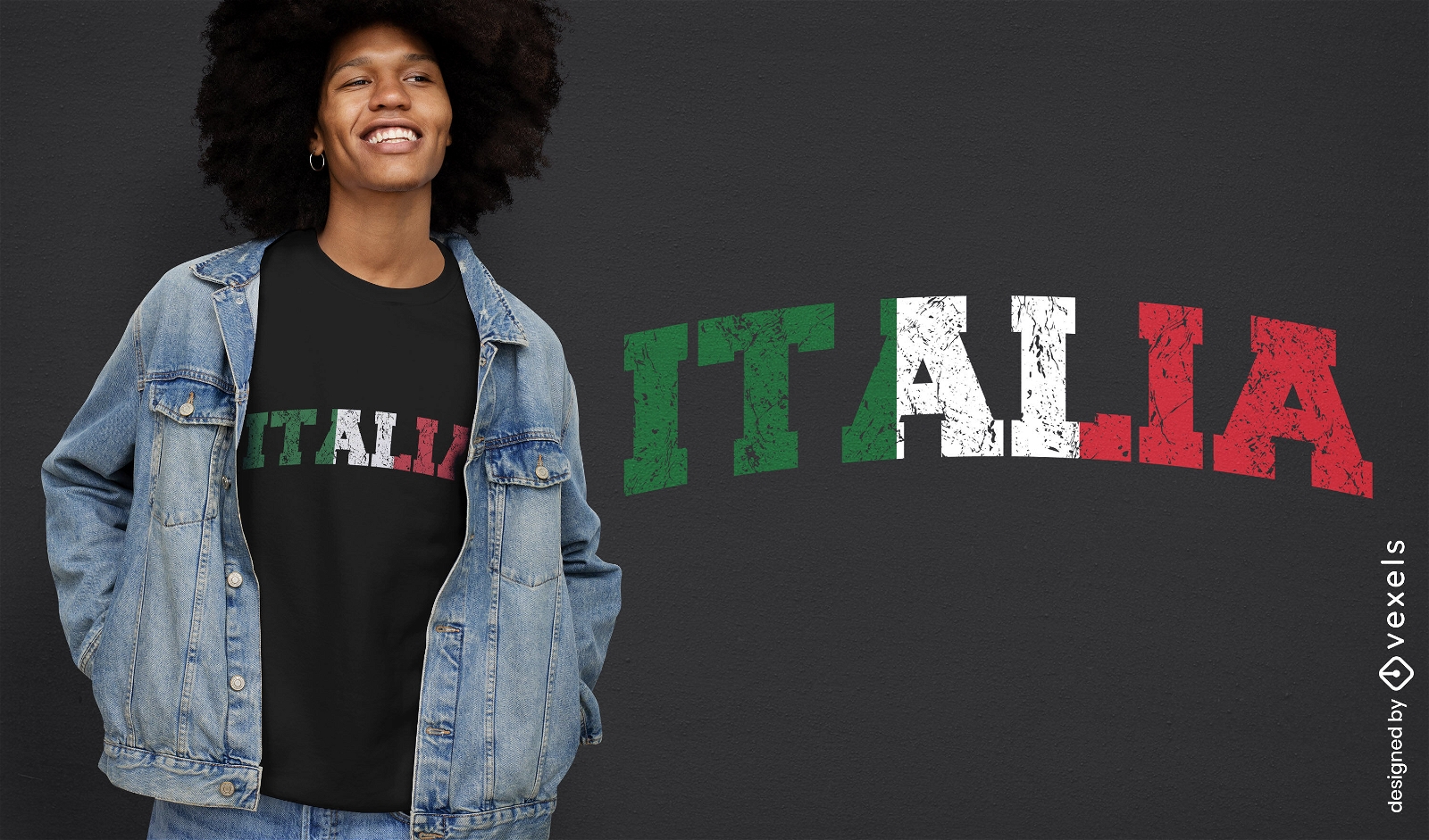 Diseño de camiseta de texto de bandera italiana