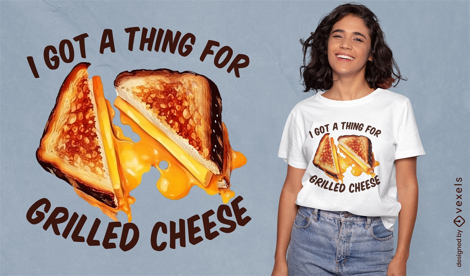 Design de camiseta com citação de queijo grelhado