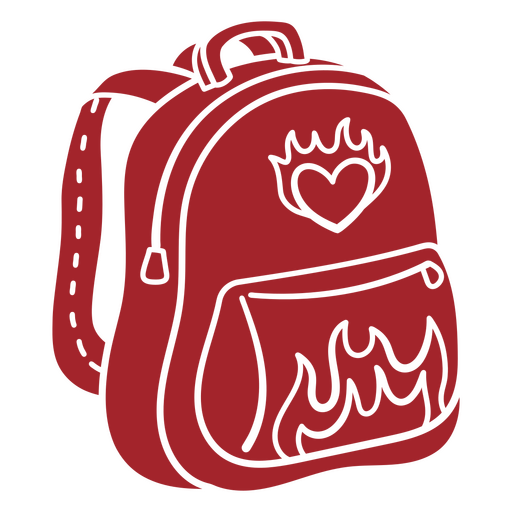 Mochila roja con un corazón. Diseño PNG