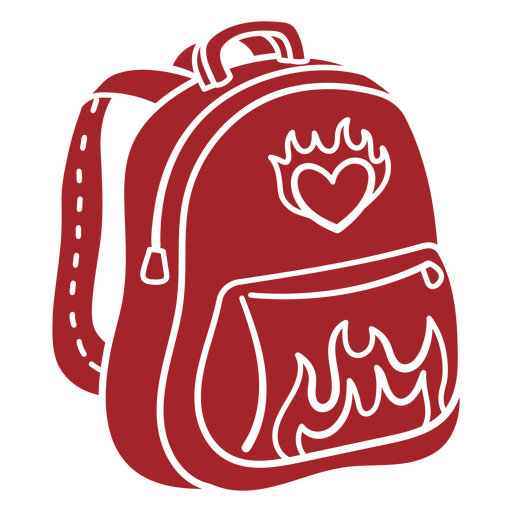 Red backpack with a heart on it PNG Design