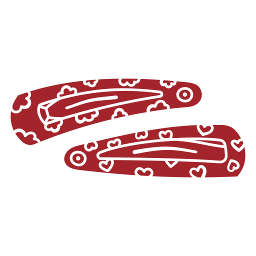Paar rote Haarspangen mit Herzen darauf PNG-Design