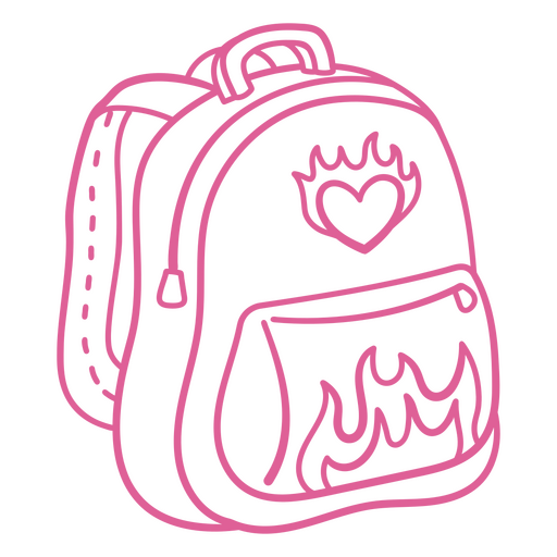 Pink backpack with flames on it PNG Design