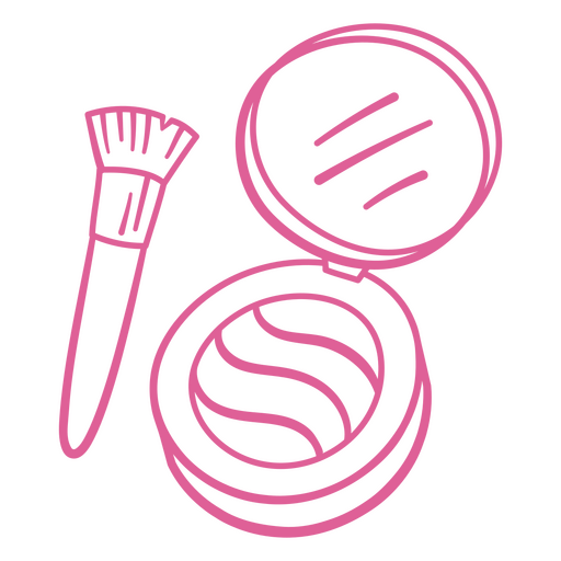 Pink makeup brush and powder icon PNG Design