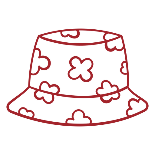 Red bucket hat with flowers on it PNG Design