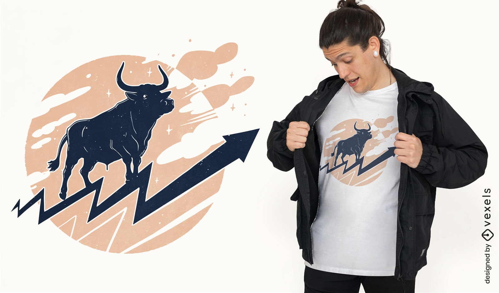 Diseño gráfico de camiseta de toro.