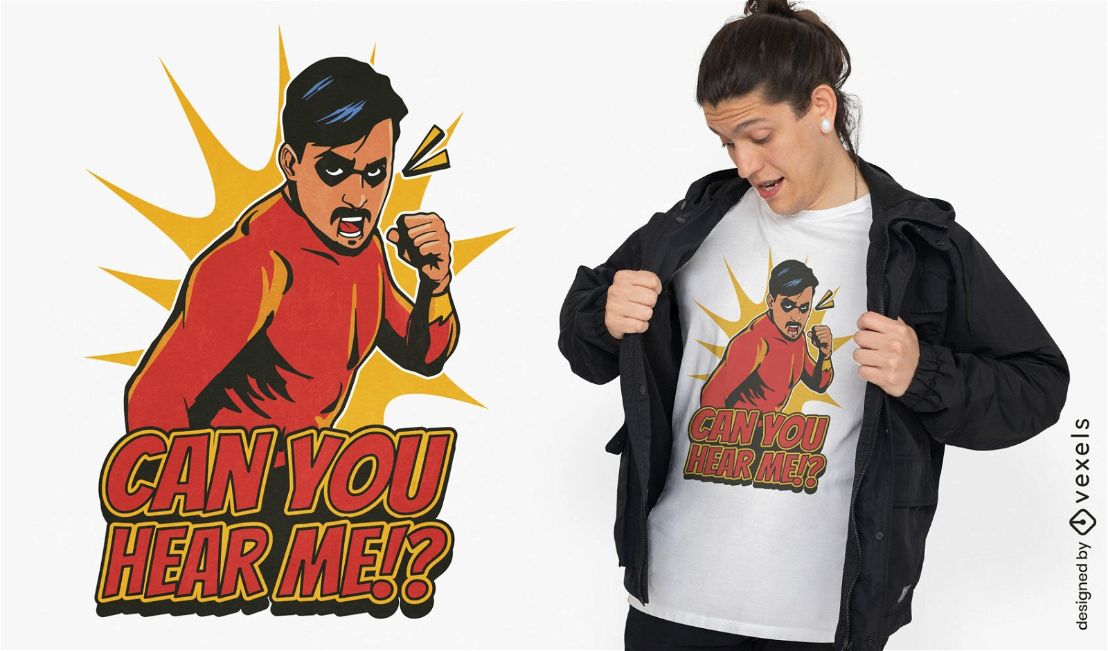 Diseño de camiseta de cómic de superhéroe