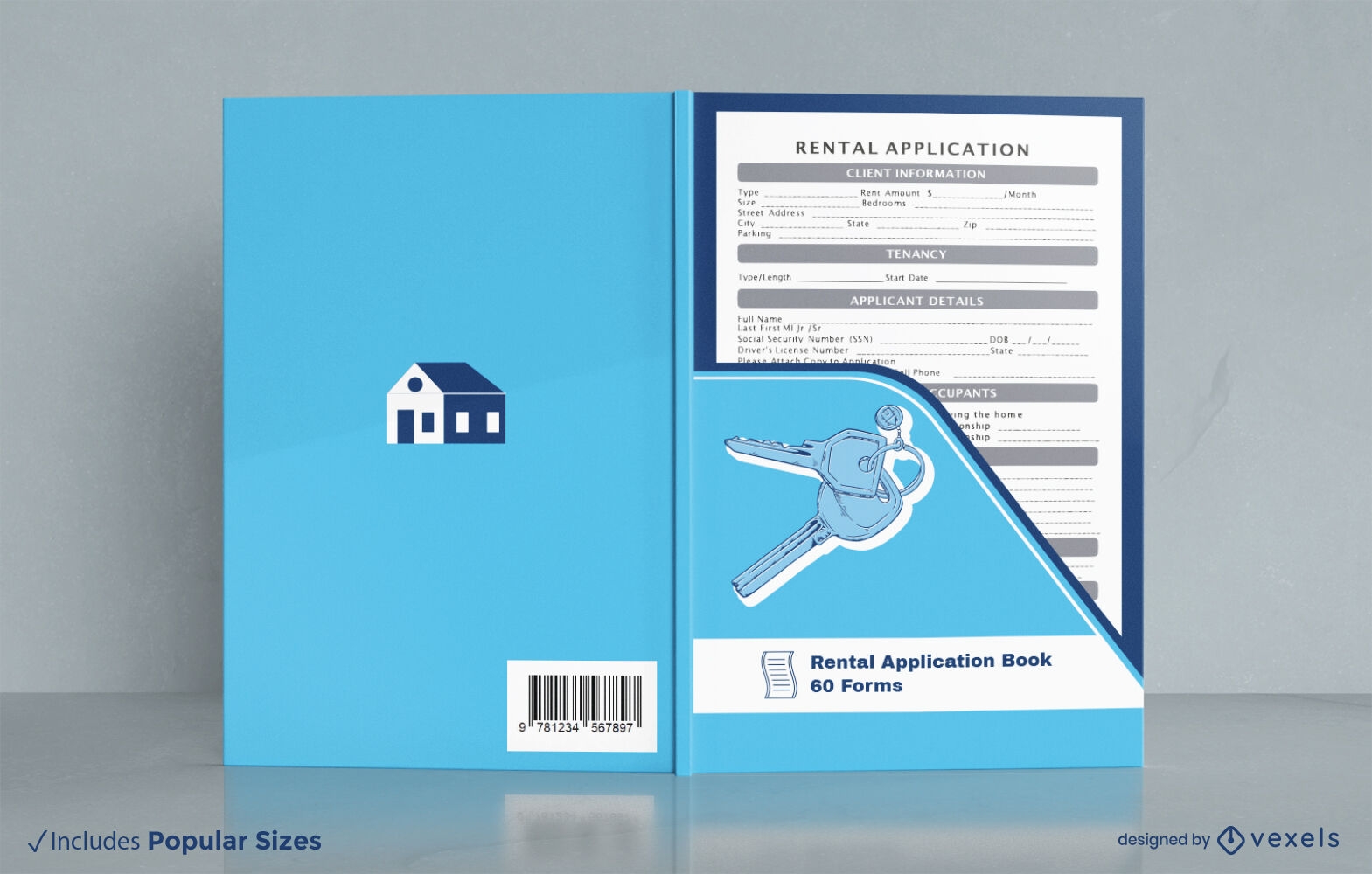 Diseño de portada de libro de formularios de solicitud de alquiler KDP