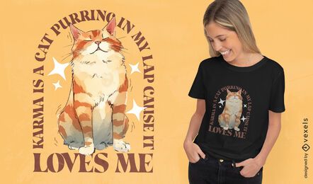 Karma Is A Cat Purring T-shirt Design Vector Download