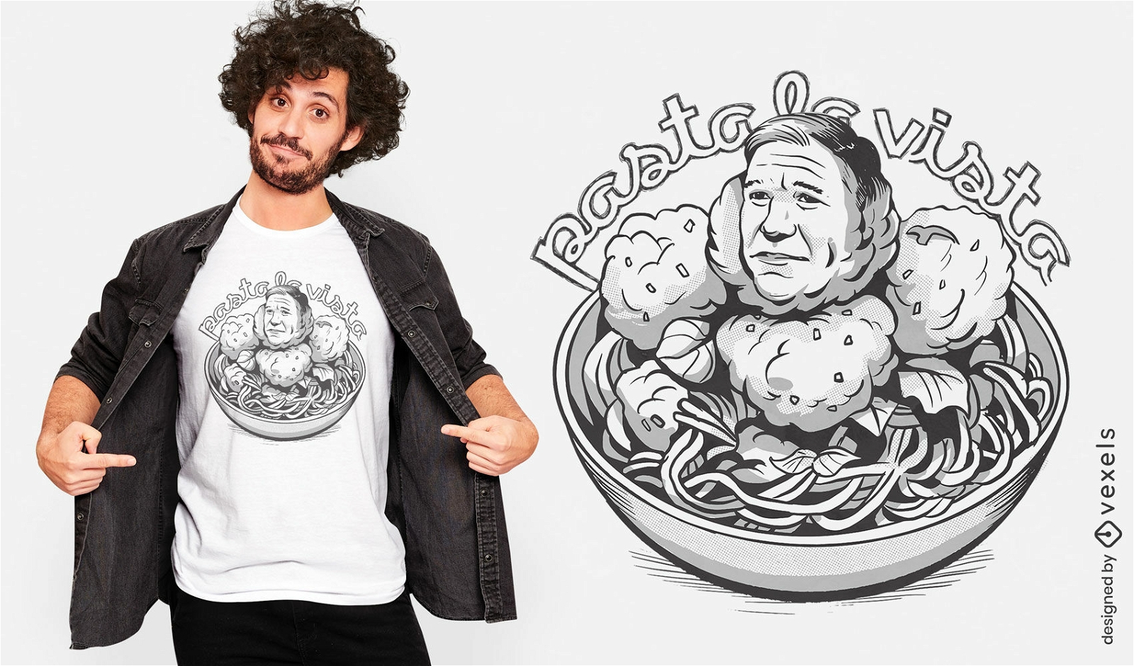 Design satírico de camiseta com espaguete político