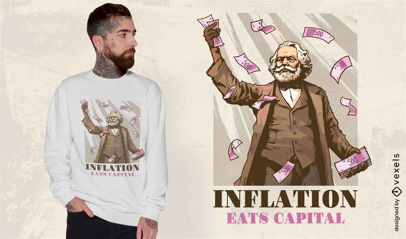 Marx wirft Geld-T-Shirt-Design