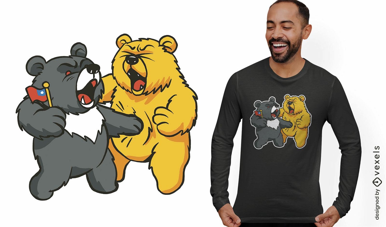Diseño de camiseta de humor de oso.