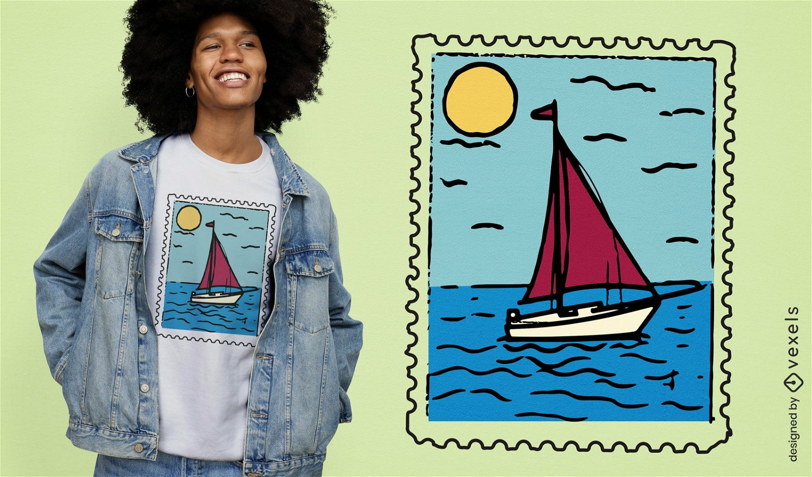 Sailboat stamp t-shirt design